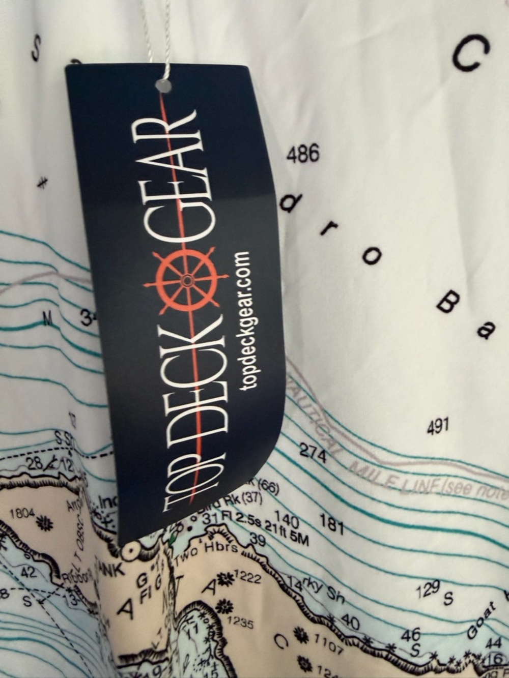 Top Deck Gear Coastal Chart Long Sleeve Shirt - White & Light Blue - Picture 3 of 5